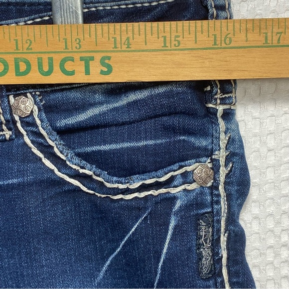 Silver Jeans Aiko Flap Skinny White Thick Stitch Dark Stretch; Women’s 27W 31L - Picture 11 of 16